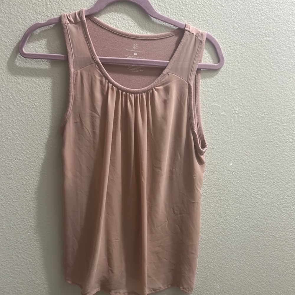 New York & Company Pink Ruched Tank Top